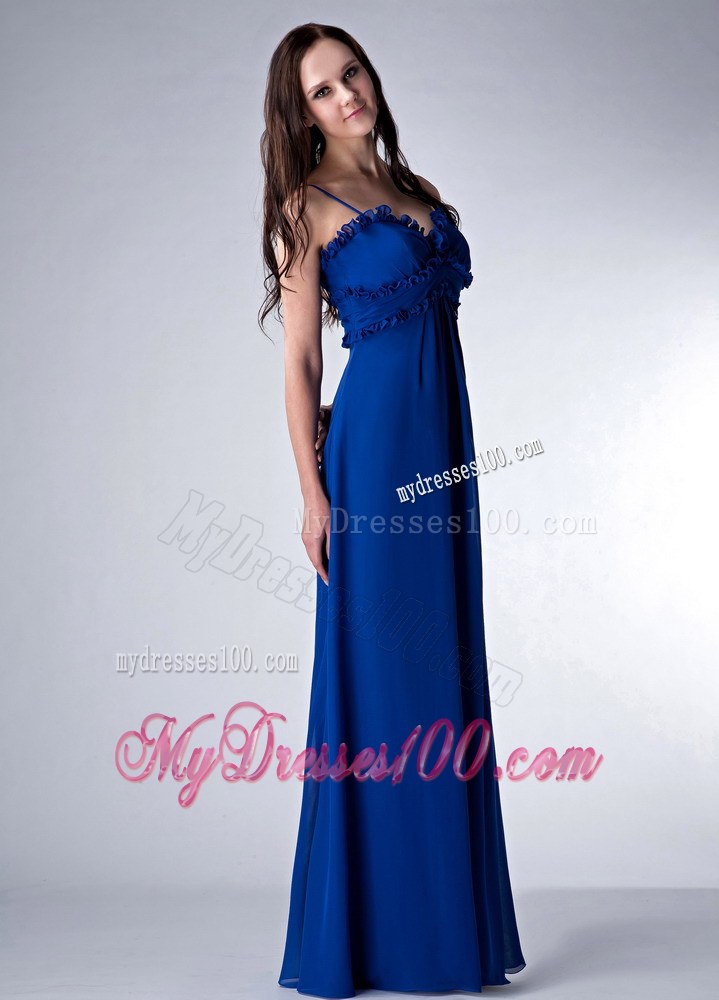 Popular Royal Blue Empire Chiffon Bridesmaid Dress with Straps