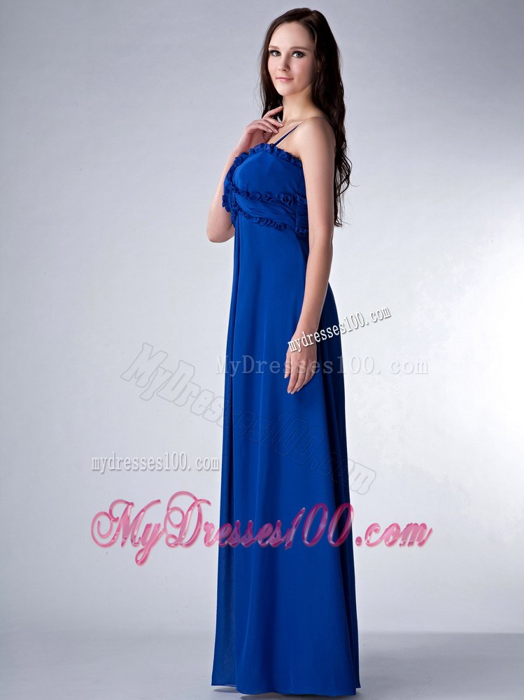 Popular Royal Blue Empire Chiffon Bridesmaid Dress with Straps