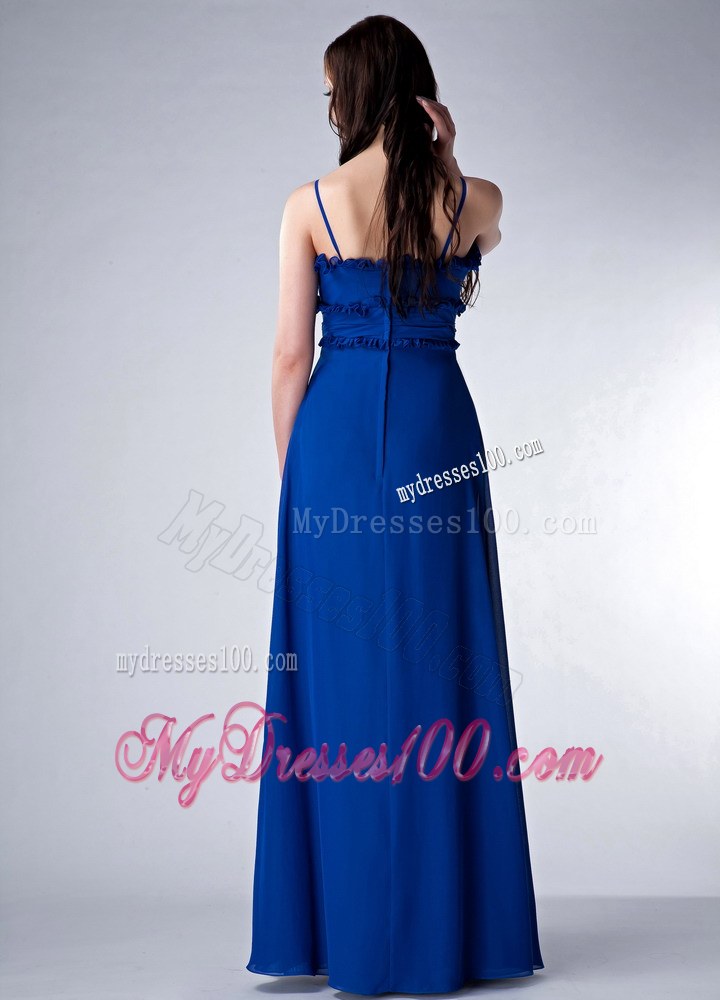 Popular Royal Blue Empire Chiffon Bridesmaid Dress with Straps