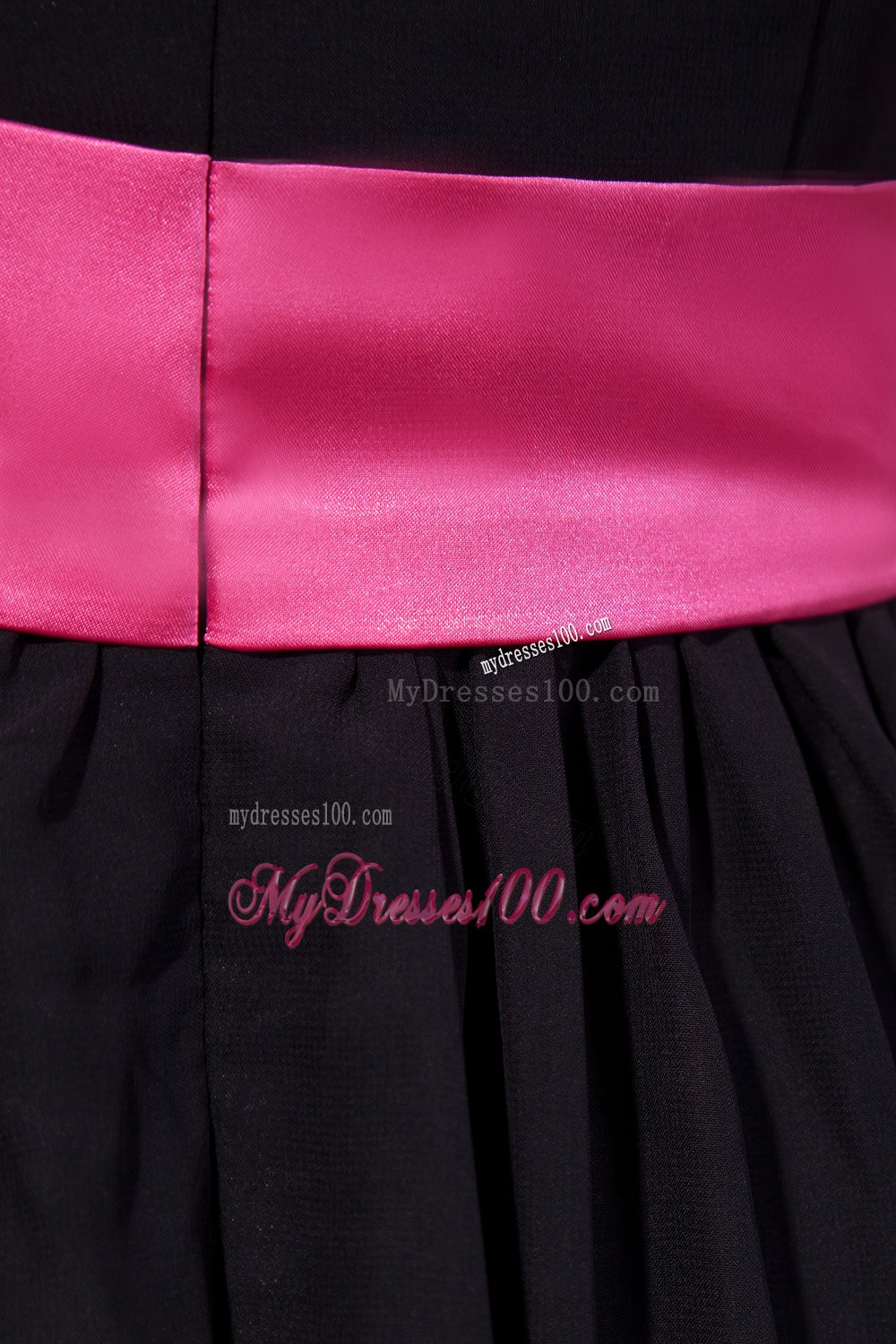 Black Empire Knee-length Chiffon Sashes Bridesmaid Dress