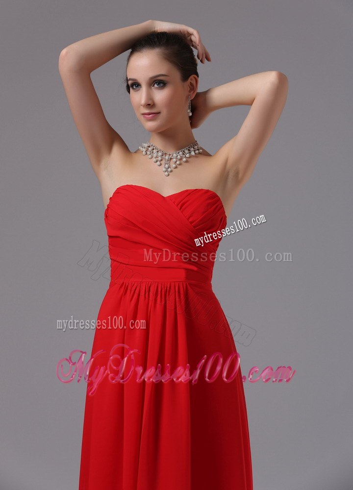 2013 Red Sweetheart and Ruched For Chiffon Bridesmaid Dress