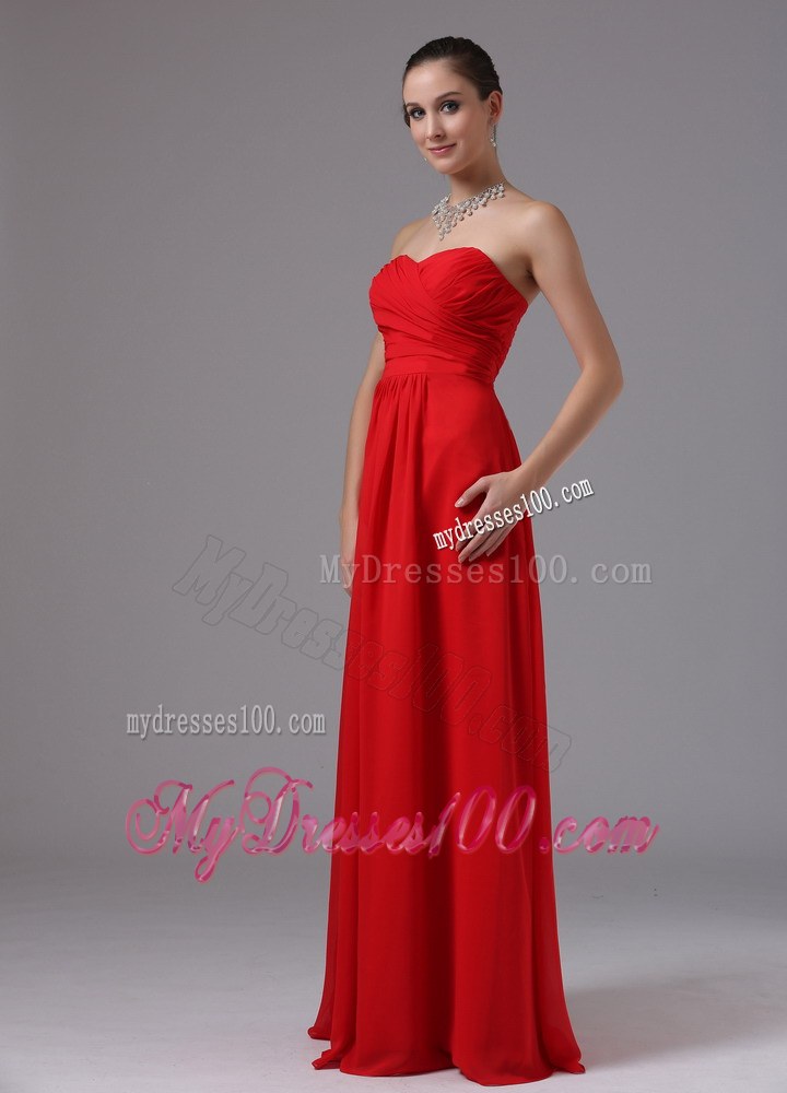 2013 Red Sweetheart and Ruched For Chiffon Bridesmaid Dress