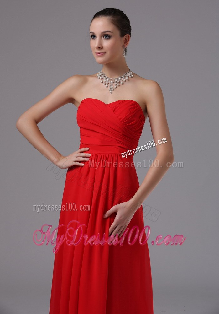 2013 Red Sweetheart and Ruched For Chiffon Bridesmaid Dress