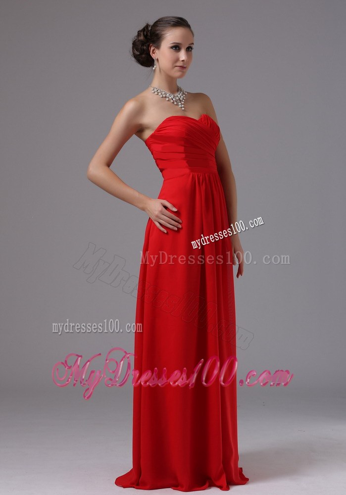 2013 Red Sweetheart and Ruched For Chiffon Bridesmaid Dress