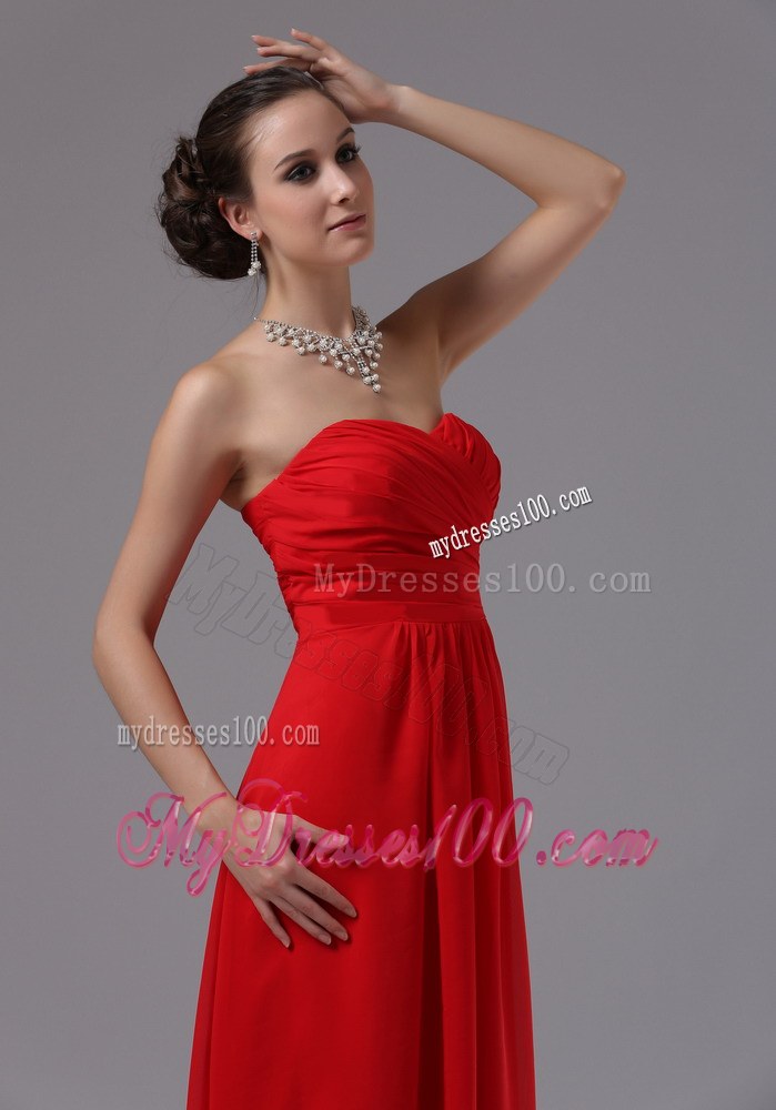 2013 Red Sweetheart and Ruched For Chiffon Bridesmaid Dress