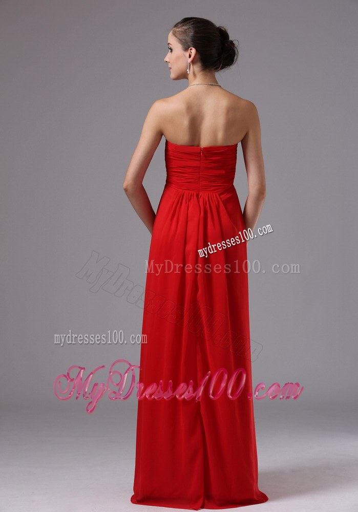 2013 Red Sweetheart and Ruched For Chiffon Bridesmaid Dress
