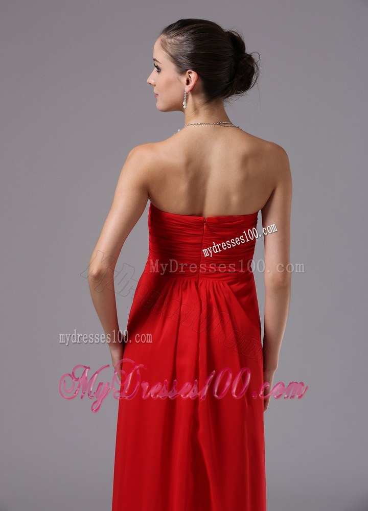 2013 Red Sweetheart and Ruched For Chiffon Bridesmaid Dress