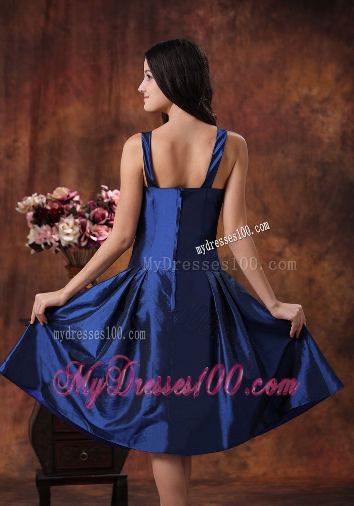 Royal Blue Bridesmaid Dress Clearances With V-neck Tea-length Style