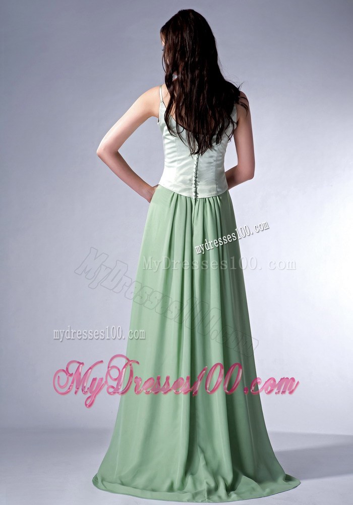Apple Green Column Spaghetti Straps Bridesmaid Dress for Discount