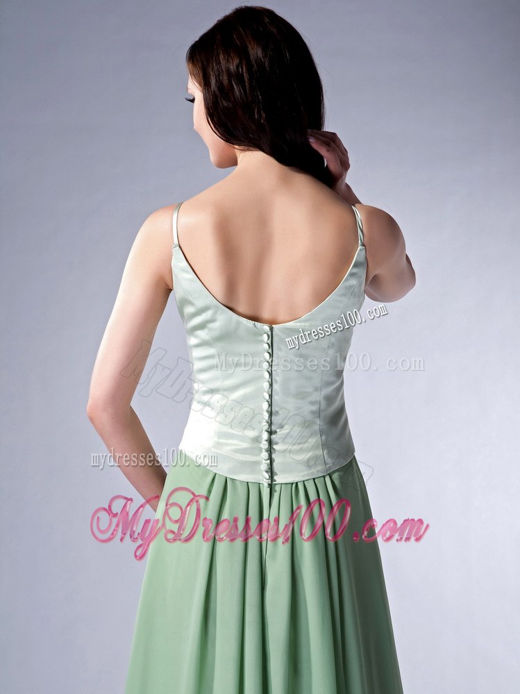 Apple Green Column Spaghetti Straps Bridesmaid Dress for Discount