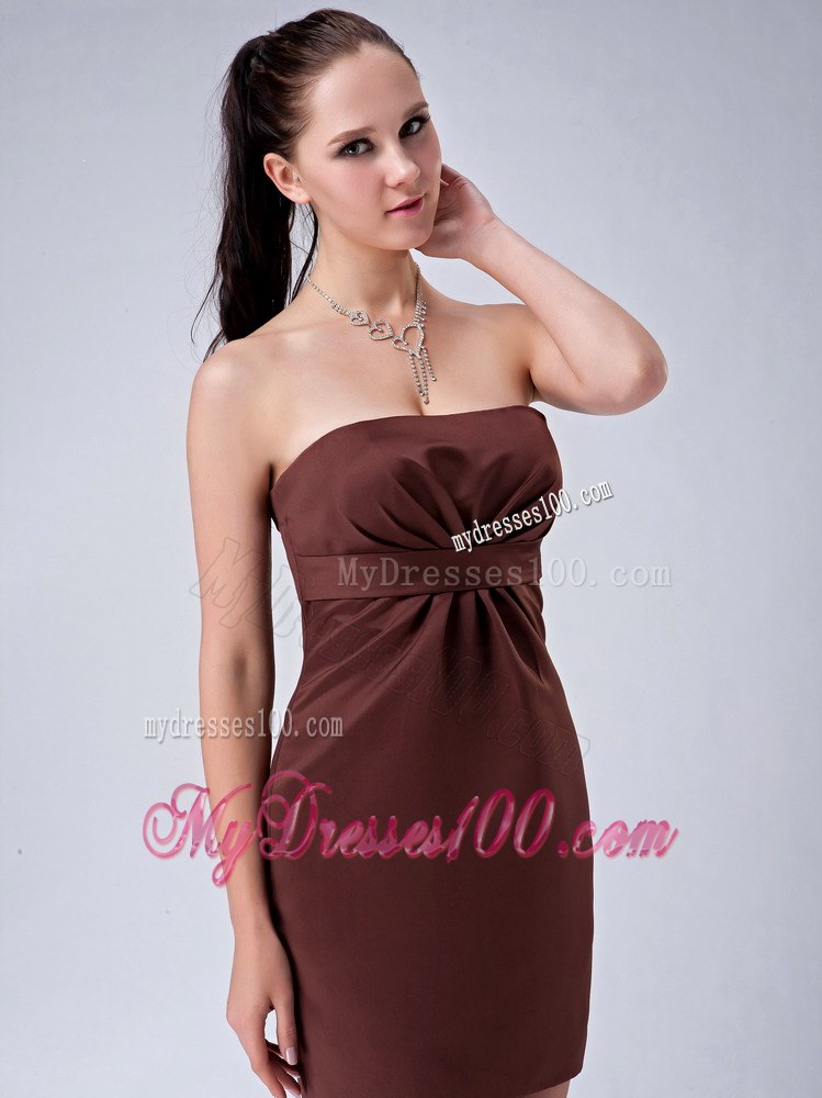 2013 Custom Made Brown Column Mini-length Bridesmaid Dress