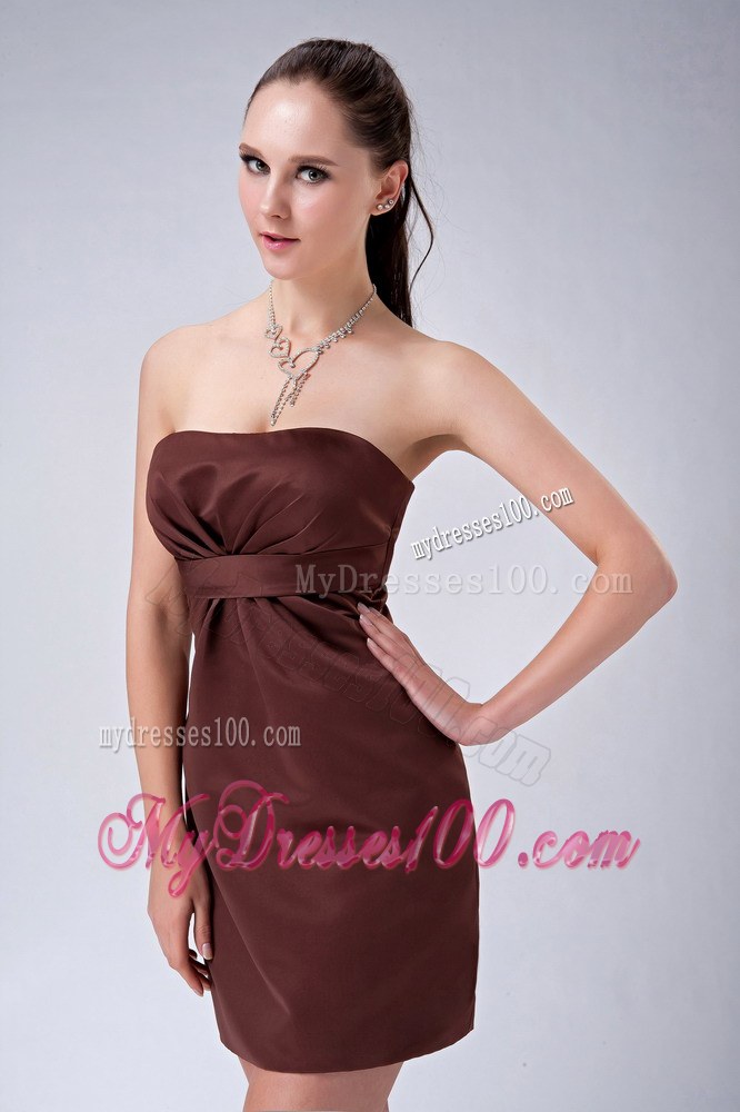 2013 Custom Made Brown Column Mini-length Bridesmaid Dress