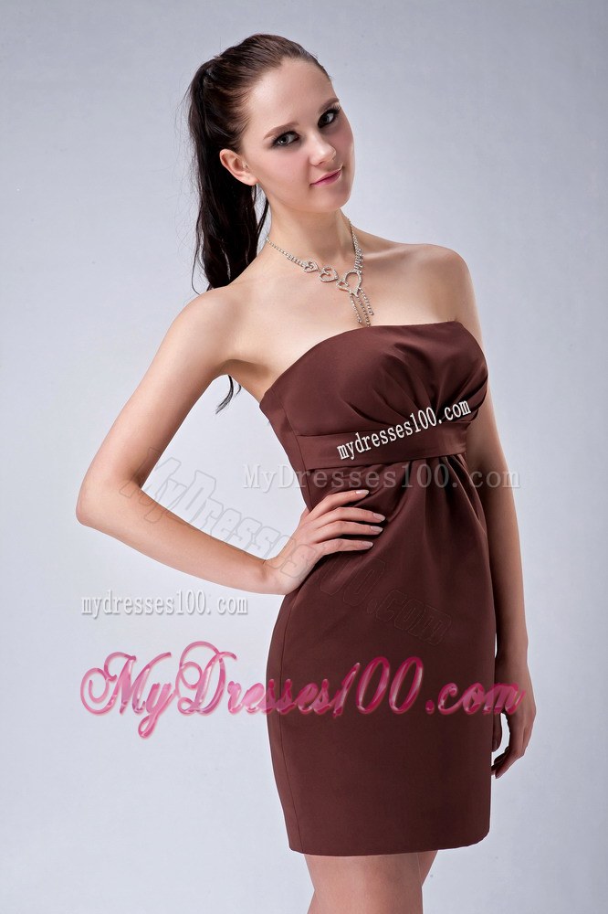 2013 Custom Made Brown Column Mini-length Bridesmaid Dress
