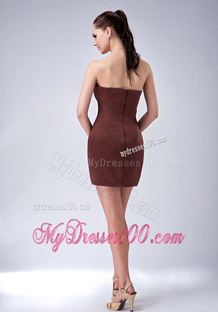 2013 Custom Made Brown Column Mini-length Bridesmaid Dress