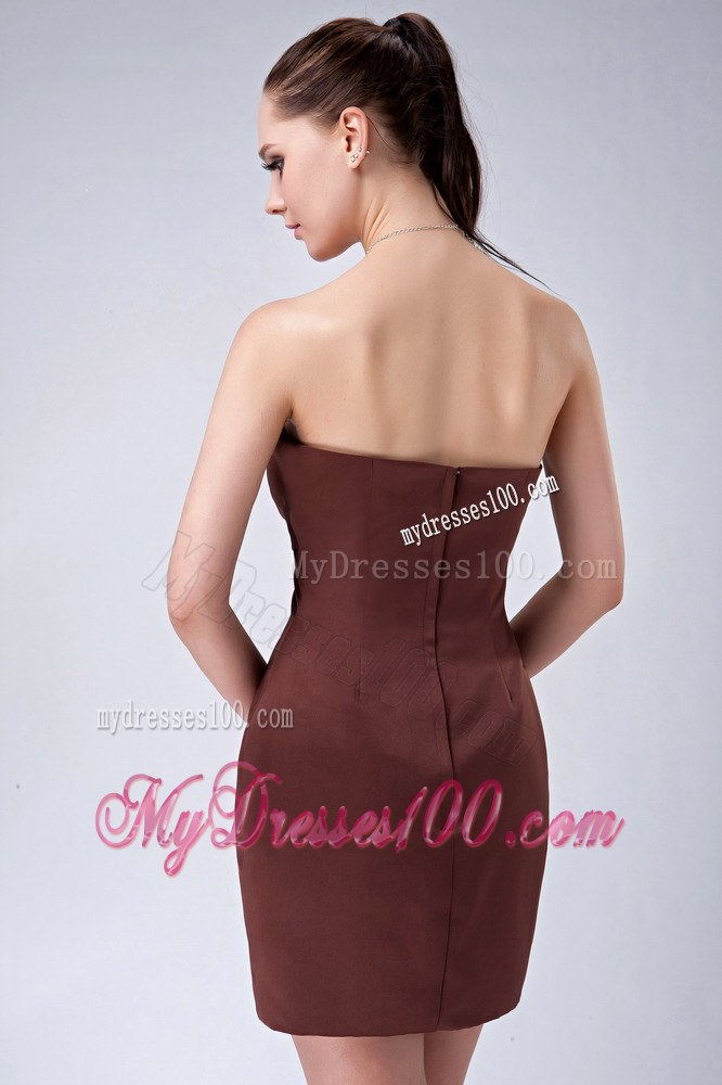 2013 Custom Made Brown Column Mini-length Bridesmaid Dress