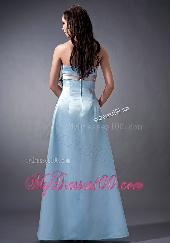 The Super Hot Baby Blue Column Sweetheart Bridesmaid Dress with Bow