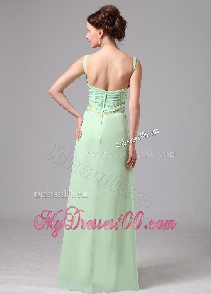 2013 Apple Green Sash and Straps Accent V-neck Bridesmaid Dress