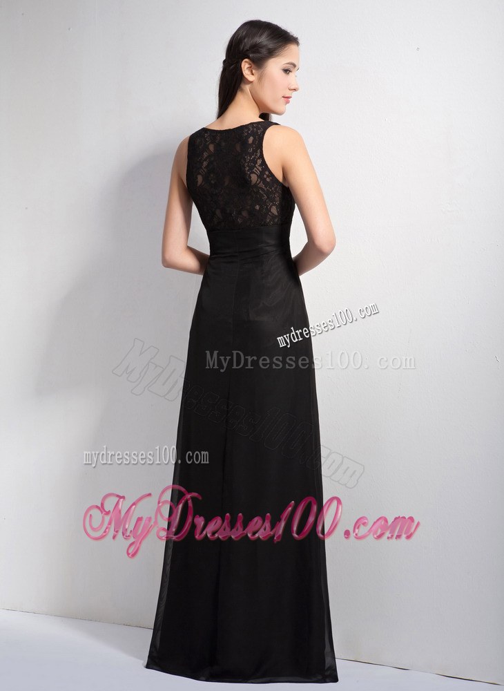 2013 Black Column Style V-neck Floor-length for Bridesmaid Dress