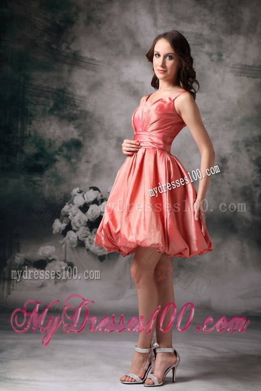 Popular Watermelon Red Bridesmaid Dress A-line Style with Scoop