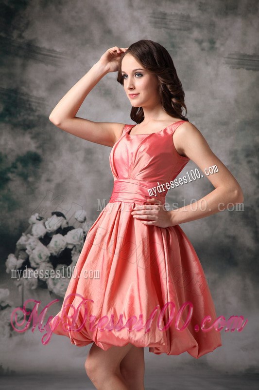 Popular Watermelon Red Bridesmaid Dress A-line Style with Scoop
