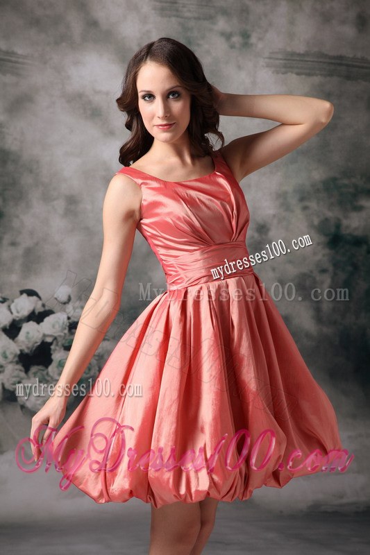 Popular Watermelon Red Bridesmaid Dress A-line Style with Scoop
