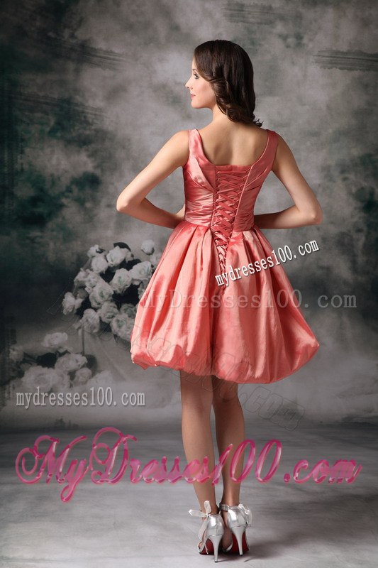 Popular Watermelon Red Bridesmaid Dress A-line Style with Scoop