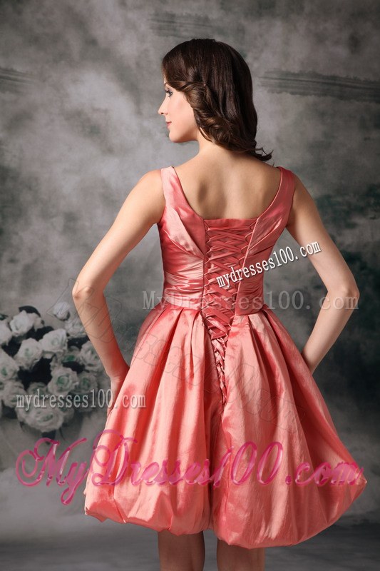 Popular Watermelon Red Bridesmaid Dress A-line Style with Scoop