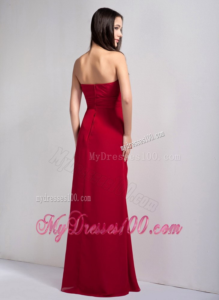 Exquisite Wine Red Bridesmaid Dress Appliques With Beading Accented