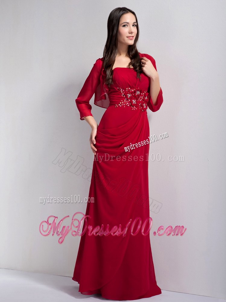 Exquisite Wine Red Bridesmaid Dress Appliques With Beading Accented