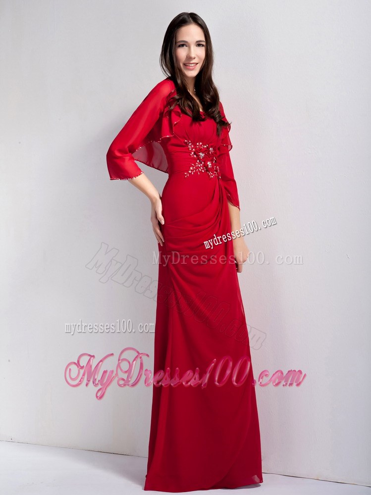Exquisite Wine Red Bridesmaid Dress Appliques With Beading Accented