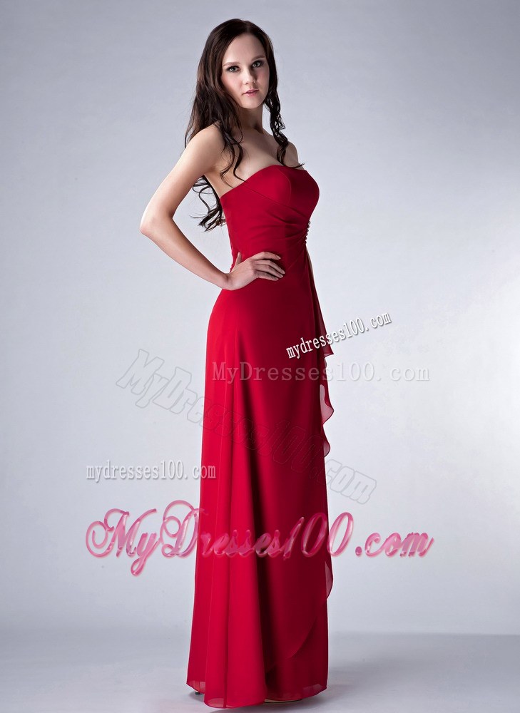 Wonderful Wine Red Column Bridesmaid Dress Beading Decorate