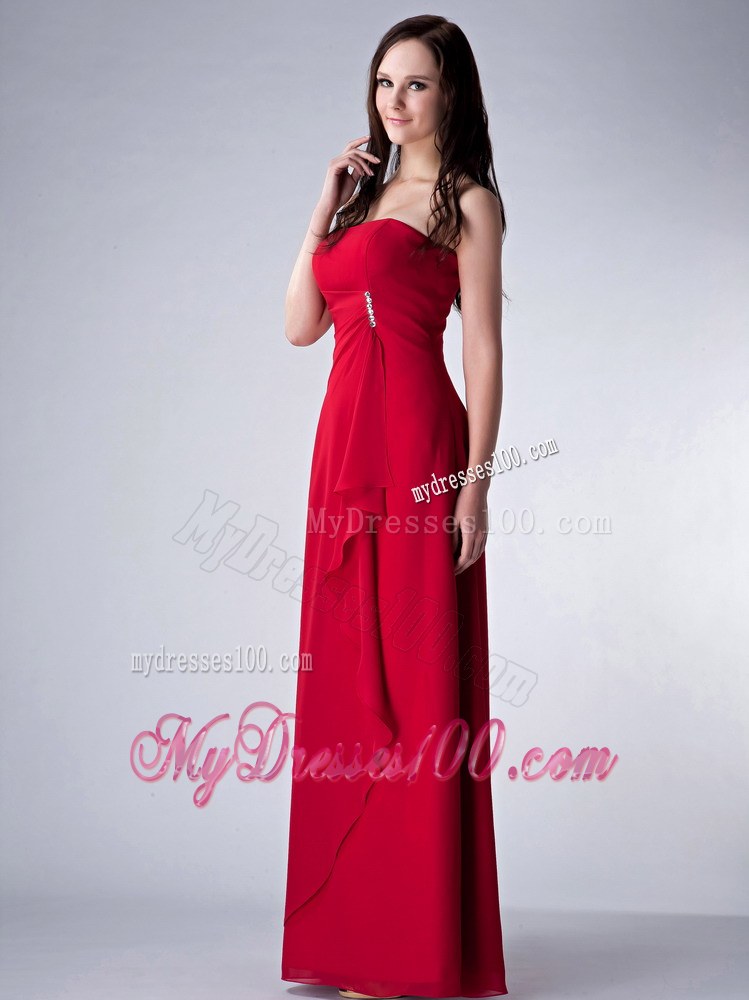 Wonderful Wine Red Column Bridesmaid Dress Beading Decorate