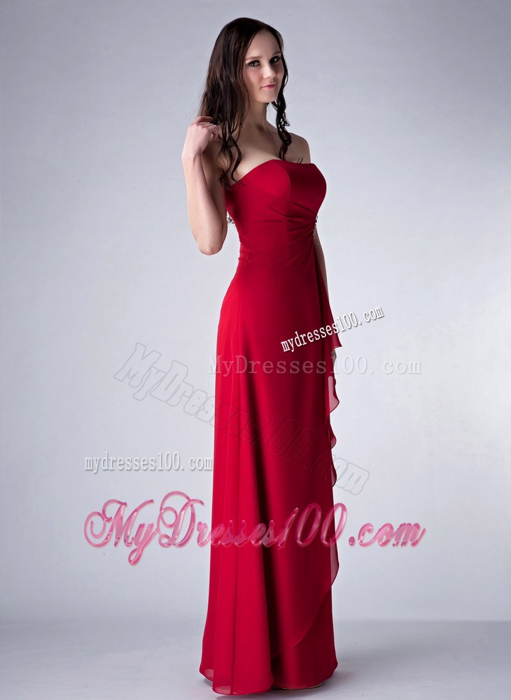 Wonderful Wine Red Column Bridesmaid Dress Beading Decorate