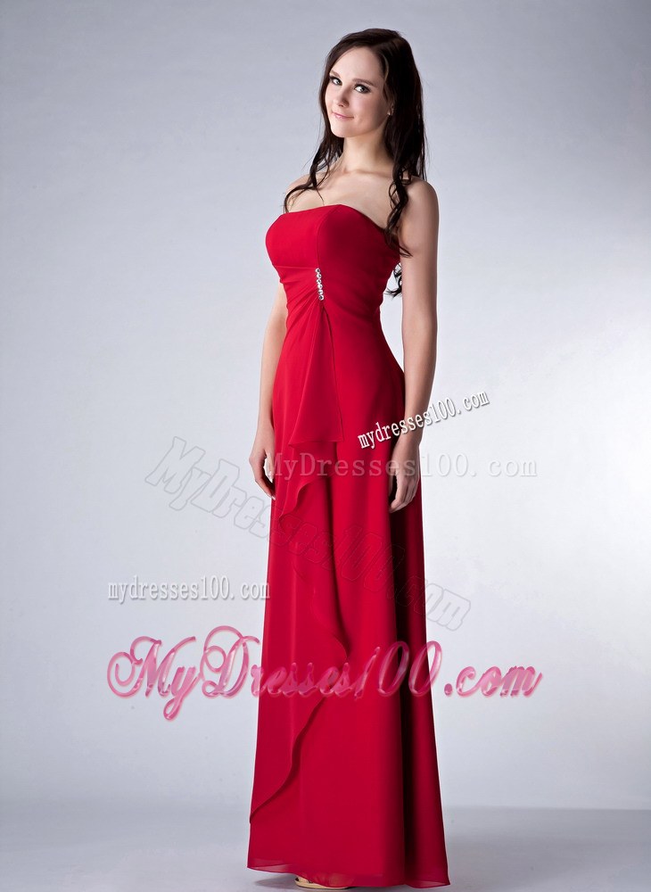Wonderful Wine Red Column Bridesmaid Dress Beading Decorate