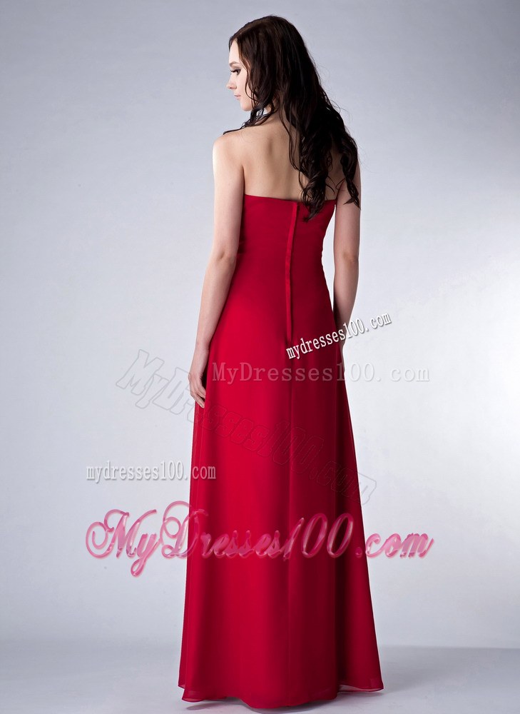 Wonderful Wine Red Column Bridesmaid Dress Beading Decorate