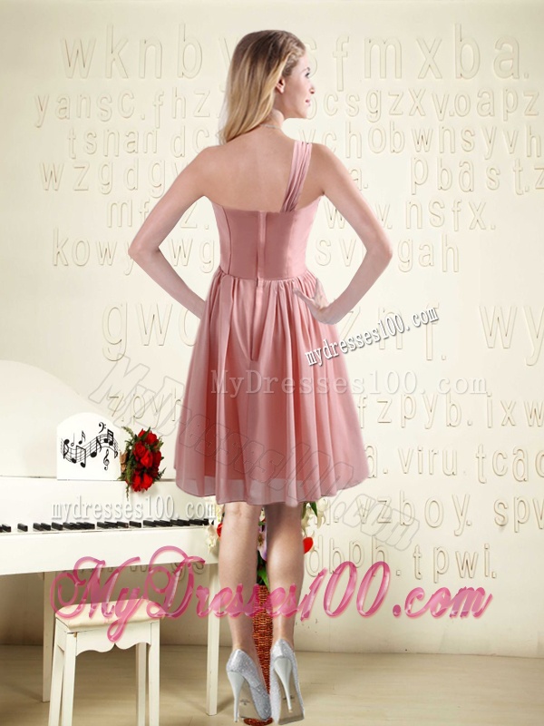 2016 One Shoulder Ruching Empire Chiffon Luxurious Dama Dresses