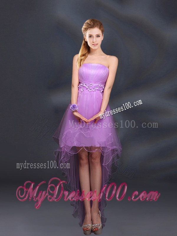 Appliques and Ruffles A Line Strapless Dama Dresses