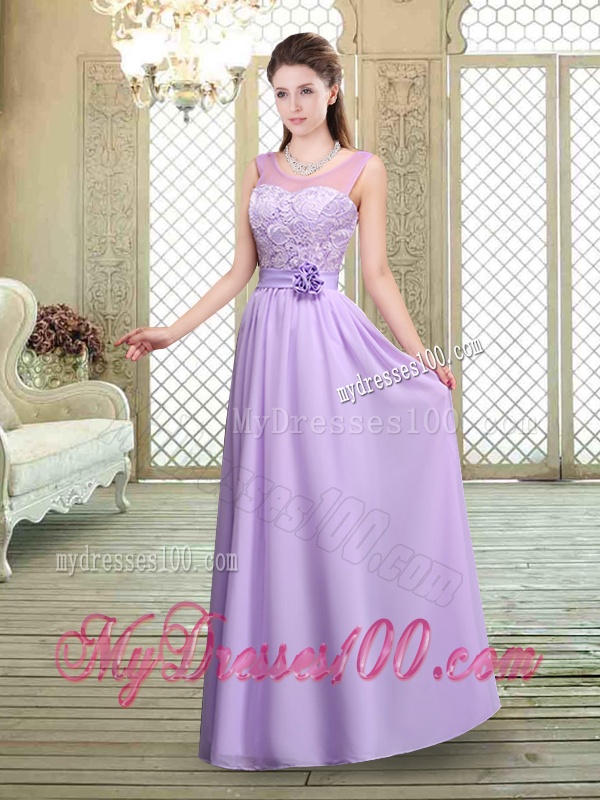 Best Scoop Lace Dama Dresses in Lavender