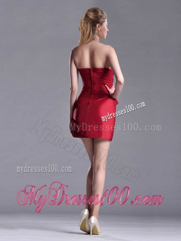 Best Selling Column Wine Red Dama Dress with Asymmetrical Neckline