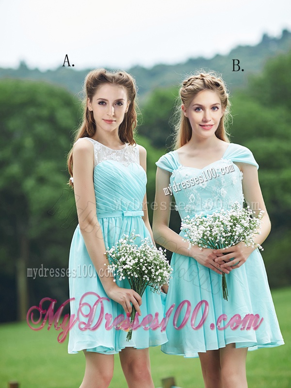 Classical Mint Short Dama Dress with Appliques and Belt