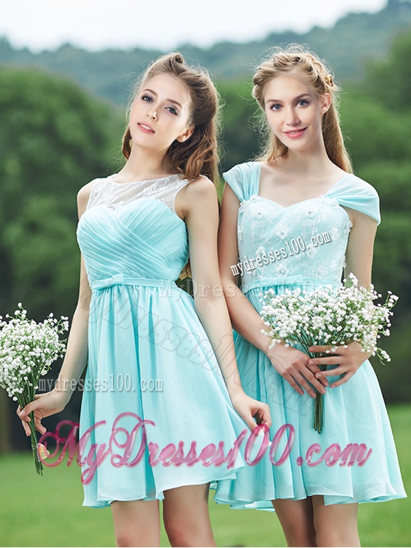 Classical Mint Short Dama Dress with Appliques and Belt