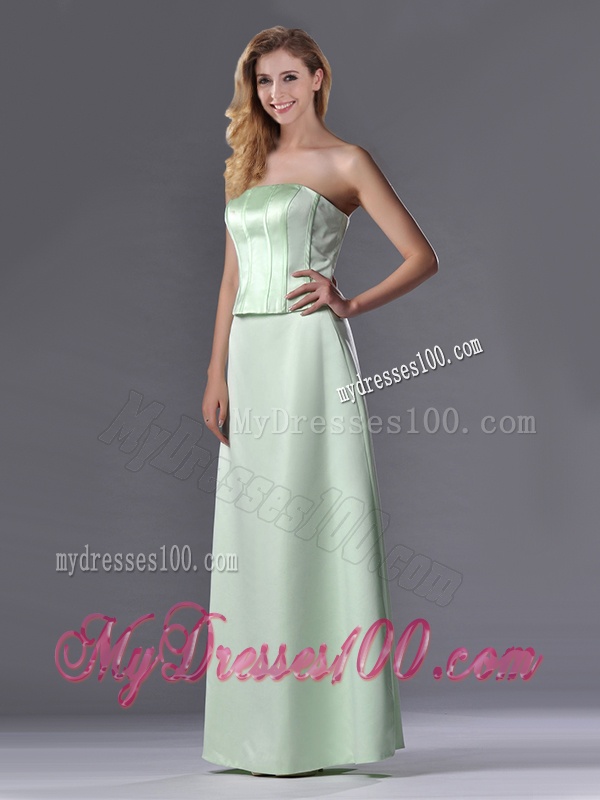 Discount Column Ruching Satin Dama Dress with Strapless