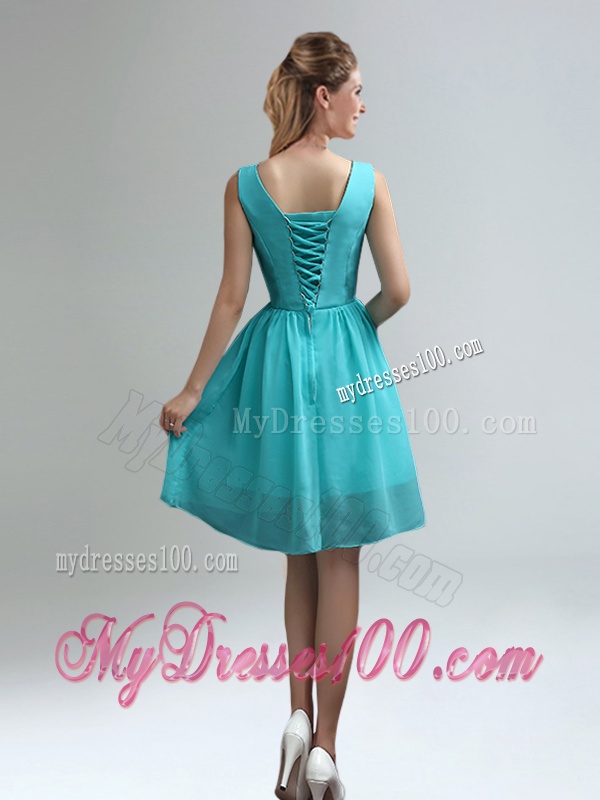 Elegant V-neck Ruched Dama Dress with Belt for Sale