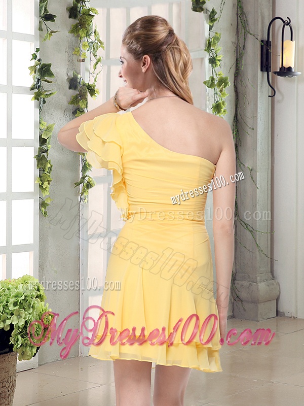 Flirting One Shoulder Cap Sleeve Dama Dresses Mini Length