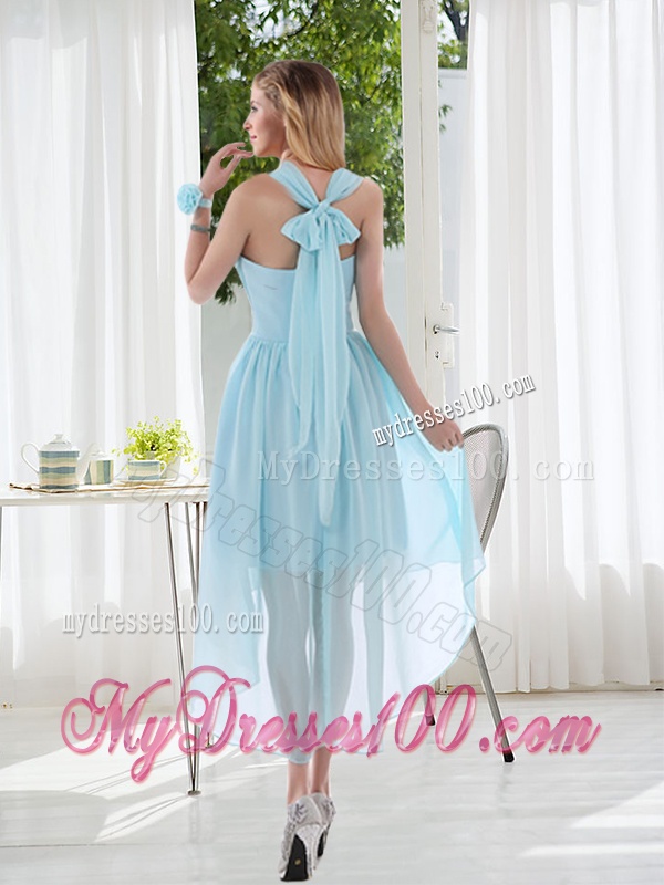 Halter Ruching 2016 Natural Chiffon Dama Dress