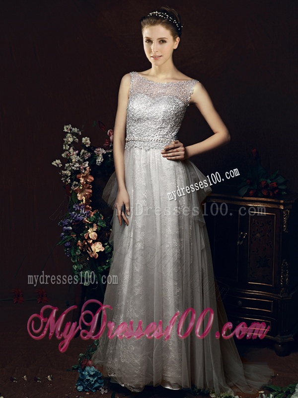 Latest See Through Zipper Up Belted Dama Dress in White