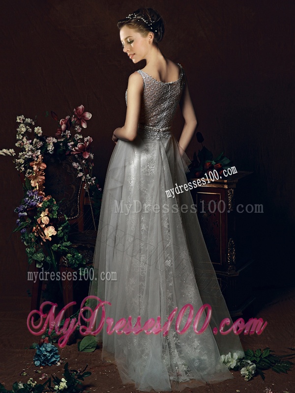 Latest See Through Zipper Up Belted Dama Dress in White