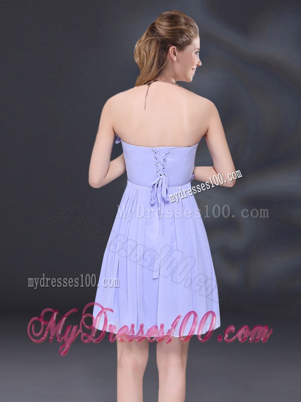 Lavender A Line Strapless Dama Dress with Bowknot