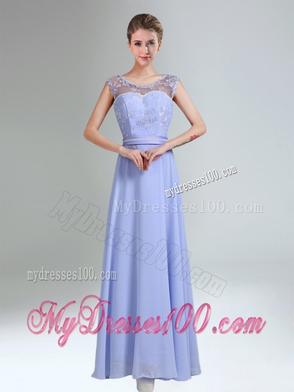 Lavender Scoop Belt and Lace Empire 2016 Dama Dress