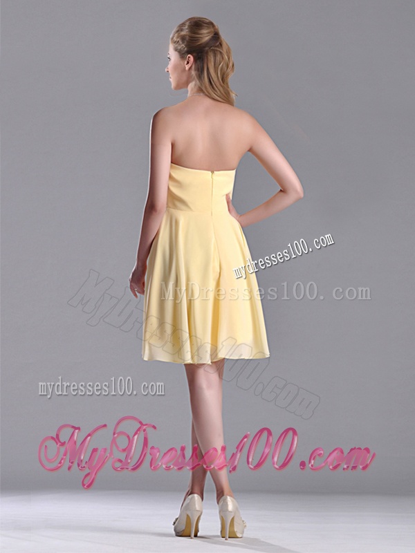 Modest Empire Chiffon Yellow Short Dama Dress with Beading
